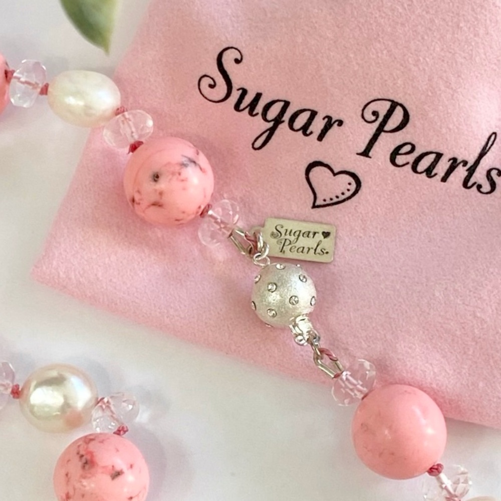 Pink Turquoise, Pearl & Quartz Necklace - Picture 5 of 5